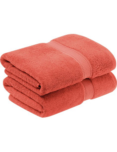 Juego de 2 Toallas de Baño Algodón Egipcio Superior Coral 2