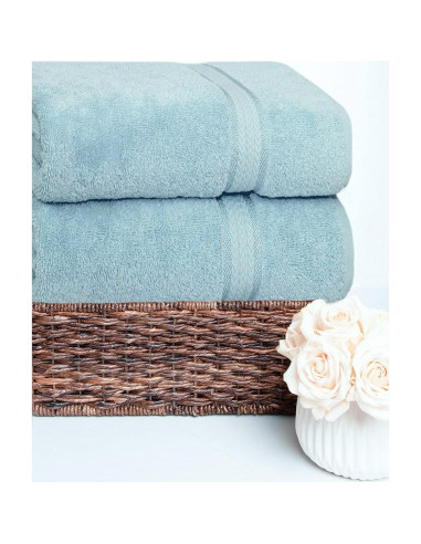 Toallas de Baño Ultra Suaves COTTON CRAFT - 89x178 cm - 2 Unidades - 100% Algodón - Azul Claro