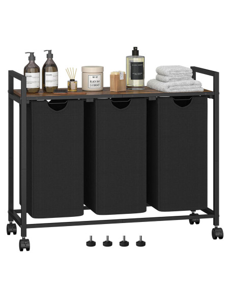 Cesto de Ropa Homedawn con 3 Bolsas Extraíbles 60L Marrón