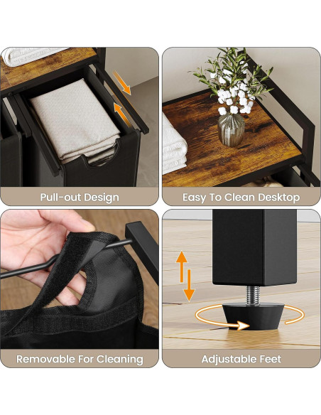 Cesto de Ropa Homedawn con 3 Bolsas Extraíbles 60L Marrón