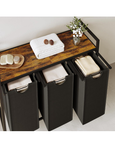 Cesto de Ropa Homedawn con 3 Bolsas Extraíbles 60L Marrón