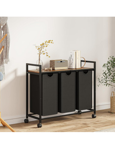 Cesto de Ropa Homedawn con 3 Bolsas Extraíbles 60L Marrón