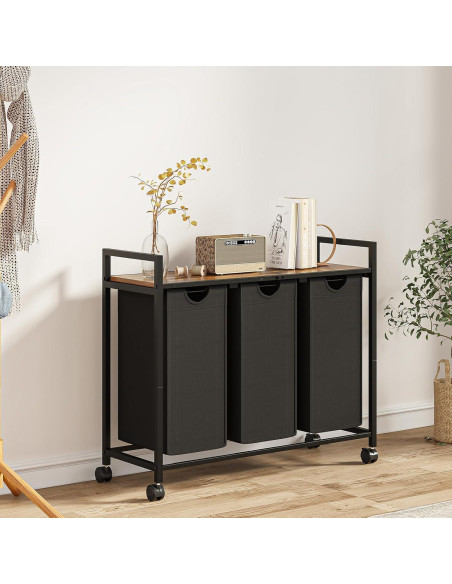 Cesto de Ropa Homedawn con 3 Bolsas Extraíbles 60L Marrón