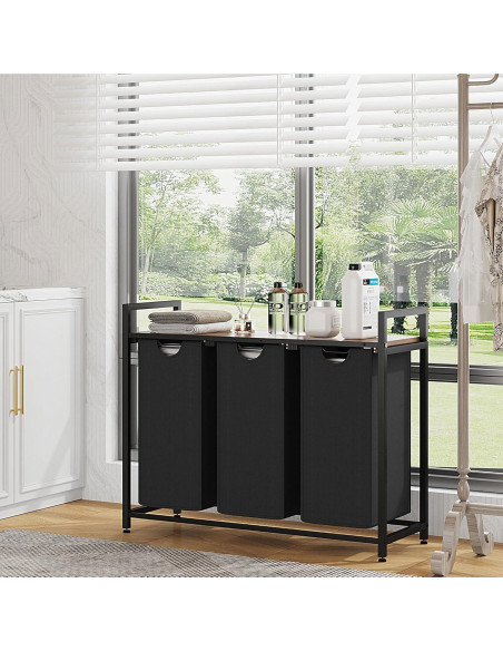 Cesto de Ropa Homedawn con 3 Bolsas Extraíbles 60L Marrón