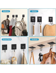 Ganchos Adhesivos para Pared Dealsgogo, Negro, Paquete de 10 2