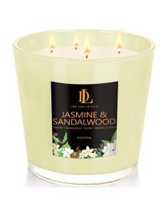 Vela Aromática Grande 30oz Soja Natural 4 Mechas Jazmín y Sándalo