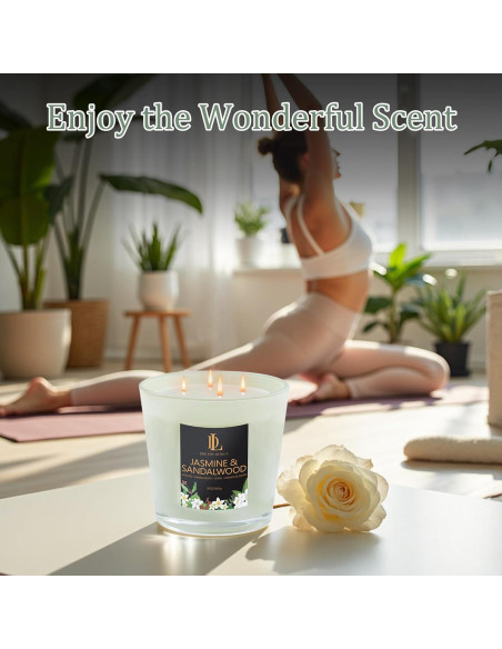 Vela Aromática Grande 30oz Soja Natural 4 Mechas Jazmín y Sándalo