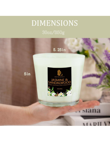 Vela Aromática Grande 30oz Soja Natural 4 Mechas Jazmín y Sándalo