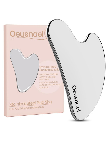 Herramienta Gua Sha Acero Inoxidable Oeusnael 8.4x6.1cm
