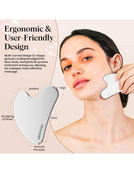 Herramienta Gua Sha Acero Inoxidable Oeusnael 8.4x6.1cm