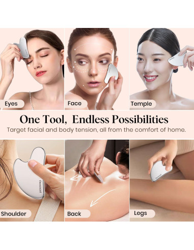 Herramienta Gua Sha Acero Inoxidable Oeusnael 8.4x6.1cm