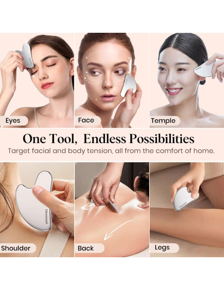 Herramienta Gua Sha Acero Inoxidable Oeusnael 8.4x6.1cm