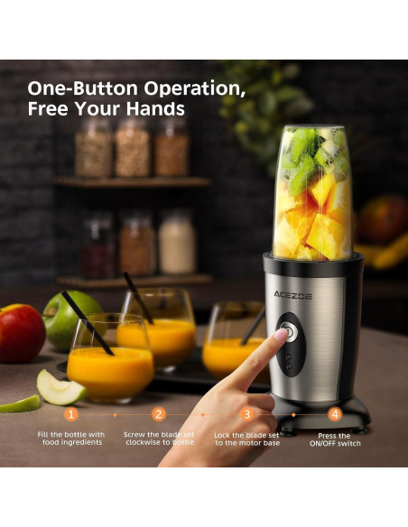 Batidora de Smoothies Acezoe 850W 6-hojas 2 Botellas 500ml