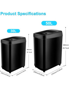Cubo de Basura Automático 50L Smartowner con Sensor Infrarrojo 2