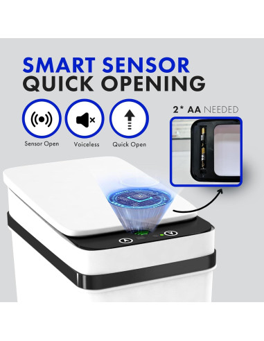 Bote de Basura Automático Possolutions 8.7L con Sensor Gris