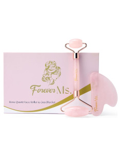 Juego de Rodillo Facial y Gua Sha Cuarzo Rosa Forever Ms.