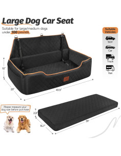 Asiento de Coche para Perros Grandes XIEEAOZEE XL Desmontable 2