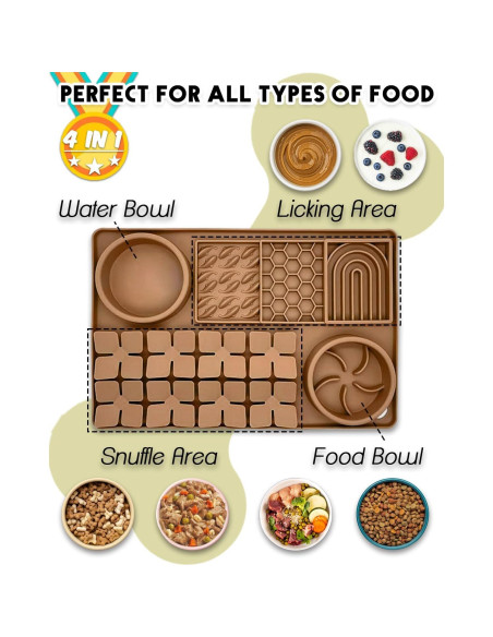 Alfombra de Olfateo 4 en 1 OurMiao XL Marrón - Alimentación Lenta