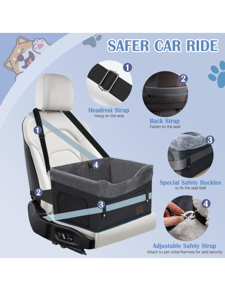 Asiento de Coche para Perros PetsHome Negro 42.5x32.5cm hasta 11kg