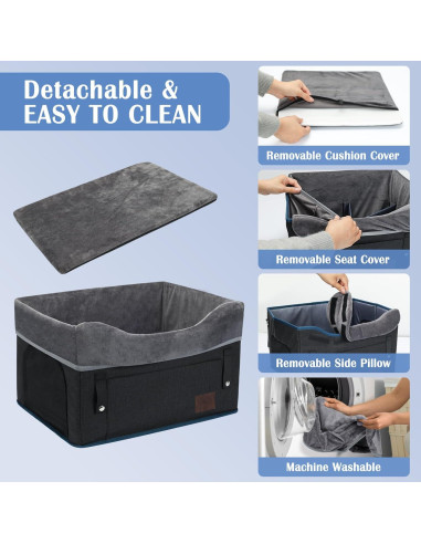 Asiento de Coche para Perros PetsHome Negro 42.5x32.5cm hasta 11kg