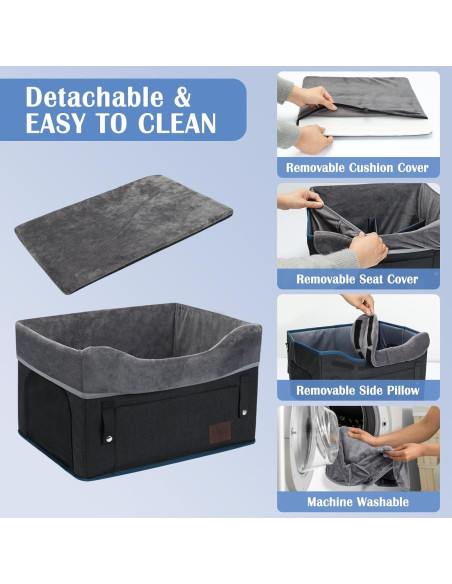 Asiento de Coche para Perros PetsHome Negro 42.5x32.5cm hasta 11kg