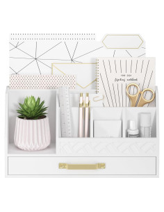 Organizador de Escritorio de Bambú Wisuce Essentials Blanco