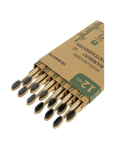 Cepillos de Dientes de Bambú YD WINGTAI Paquete de 12 Biodegradables