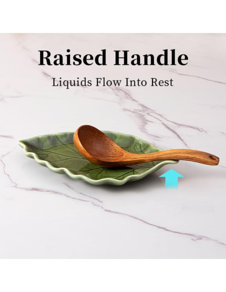 Soporte para cuchara de cerámica YumiPLUS hoja verde 51.3x31.8cm