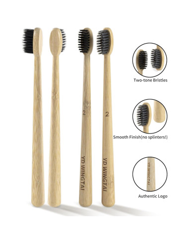 Cepillos de Dientes de Bambú YD WINGTAI Paquete de 12 Biodegradables