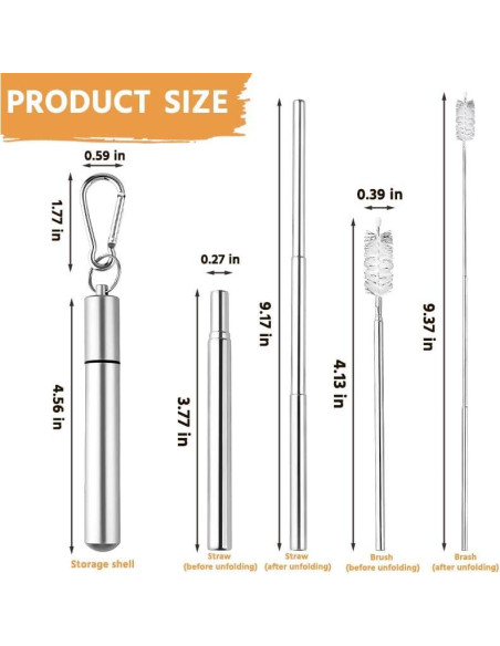 Popotes Plegables Reutilizables Sisadodo con Estuche y Cepillo