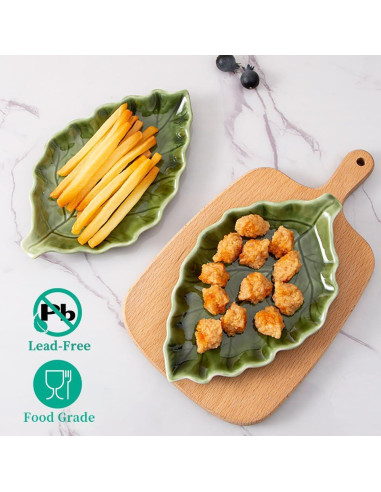 Soporte para cuchara de cerámica YumiPLUS hoja verde 51.3x31.8cm