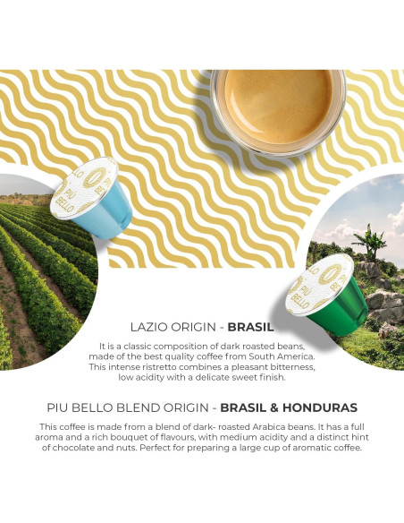 Cápsulas de Café Piu Bello para Nespresso - 120 Unidades, 6 Sabores