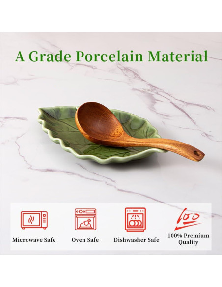 Soporte para cuchara de cerámica YumiPLUS hoja verde 51.3x31.8cm