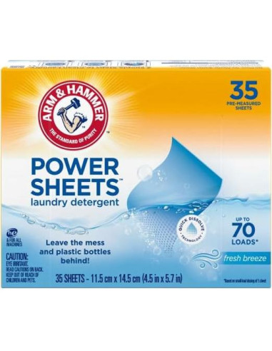 Hojas de detergente para ropa Arm & Hammer Power, 210 cargas