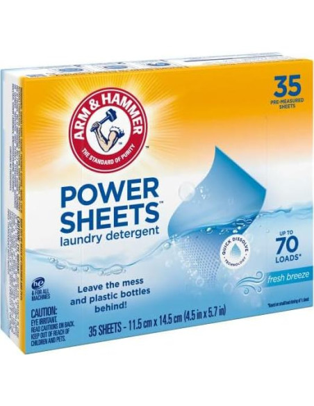 Hojas de detergente para ropa Arm & Hammer Power, 210 cargas