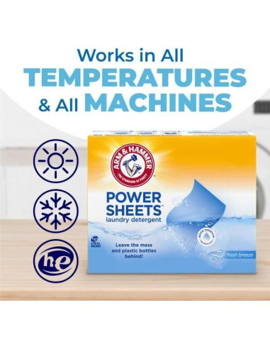 Hojas de detergente para ropa Arm & Hammer Power, 210 cargas