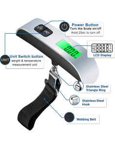 Báscula de Equipaje Digital Shaoguang CT028 50kg LCD Plata 2