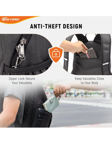 Mochila de Senderismo Antirrobo SKYSPER 18L Plegable Ligera