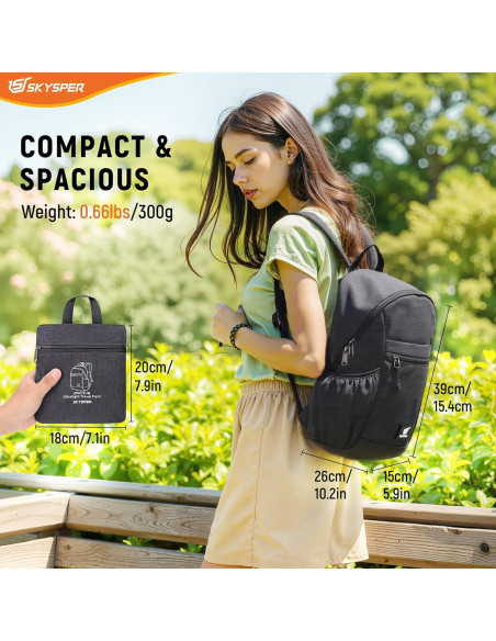 Mochila de Senderismo Antirrobo SKYSPER 18L Plegable Ligera