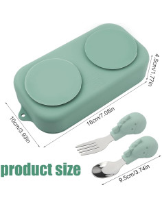 Juego de 4 Platos de Succión Silicona para Bebé con Utensilios 2
