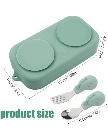 Juego de 4 Platos de Succión Silicona para Bebé con Utensilios