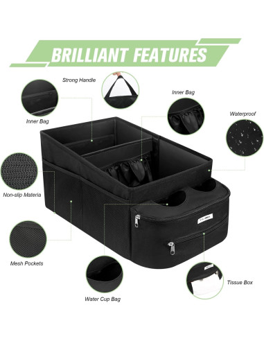 Organizador de Asiento de Coche FUNNy elf Plegable con 4 Portavasos