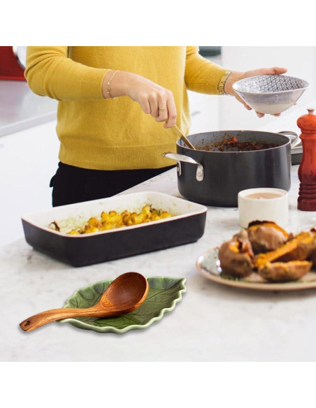 Soporte para cuchara de cerámica YumiPLUS hoja verde 51.3x31.8cm