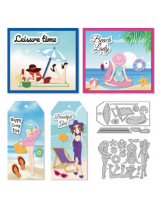 Troqueles de Corte DELORIGIN Dama en la Playa 2 Piezas