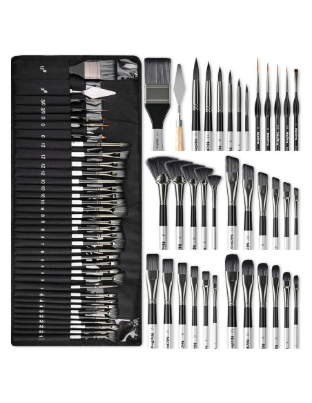 Conjunto de Pinceles de Pintura Nicpro 36 Piezas con Cuchillo