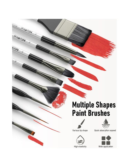 Conjunto de Pinceles de Pintura Nicpro 36 Piezas con Cuchillo