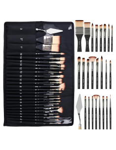 Conjunto de Pinceles de Pintura Nicpro 26pcs Nylon para Acrílico y Acuarela