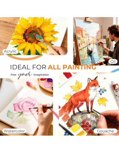 Conjunto de Pinceles de Pintura Nicpro 26pcs Nylon para Acrílico y Acuarela