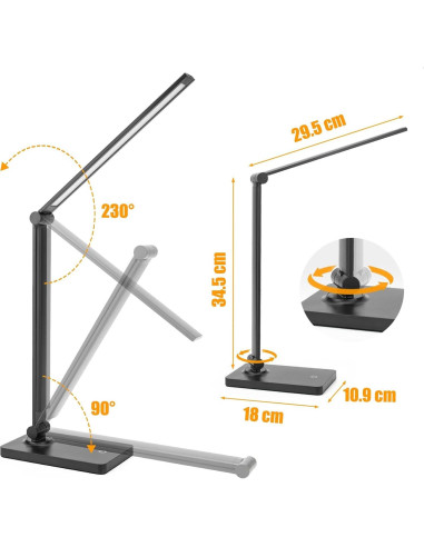Lámpara de Escritorio LED DWEPTU USB Regulable 6000K