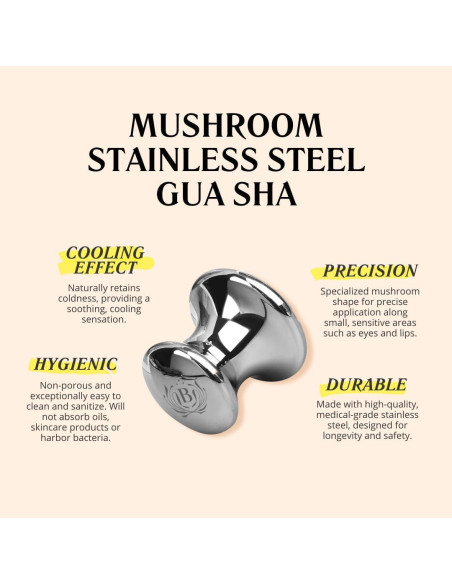 Gua Sha de Hongo Blumenes - Acero Inoxidable para Masaje Facial